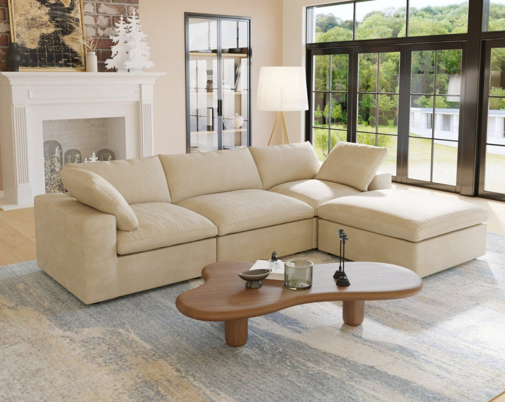 Dream Cloud Couch Down Filled Beige Sectional