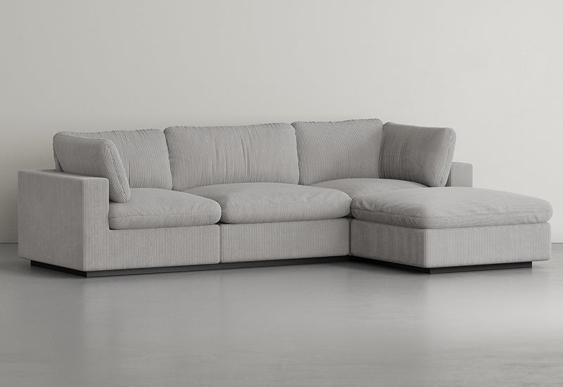 Grey Corduroy 4-Piece Sectional