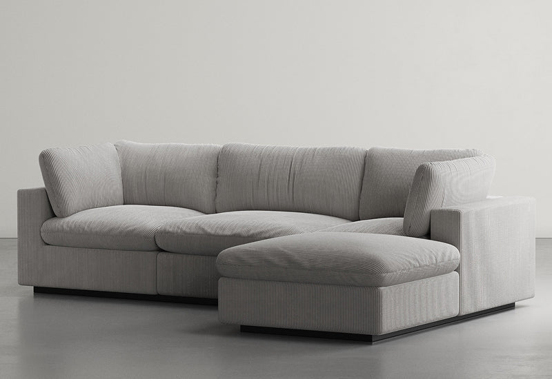 Grey Corduroy 4-Piece Sectional