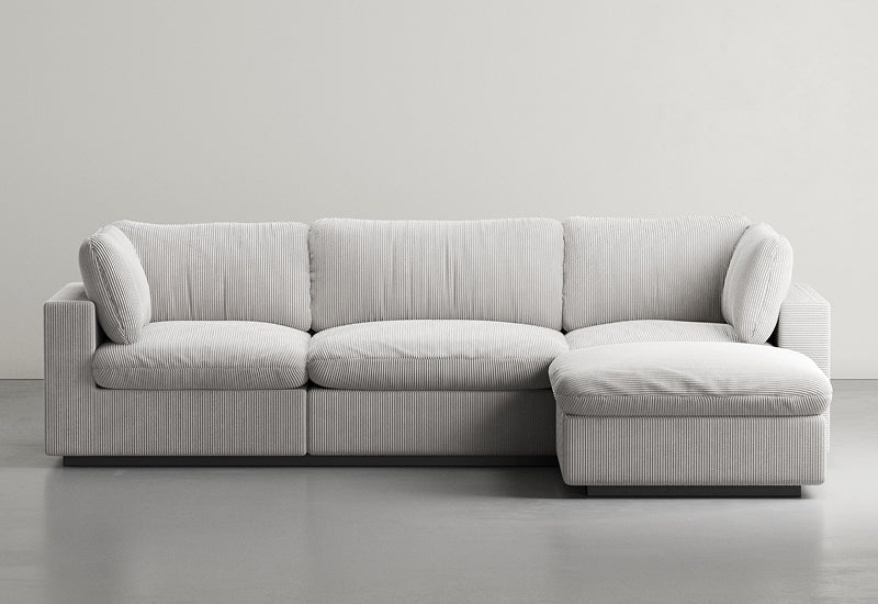 Grey Corduroy 4-Piece Sectional