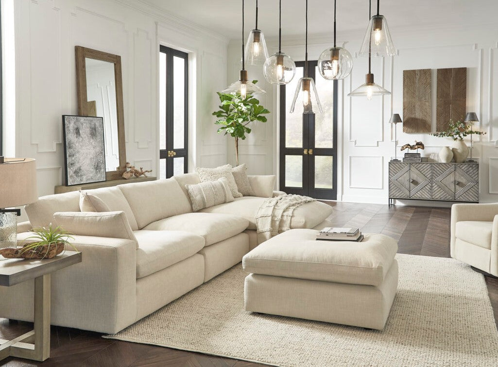 Elyza Beige Oversized Ottoman