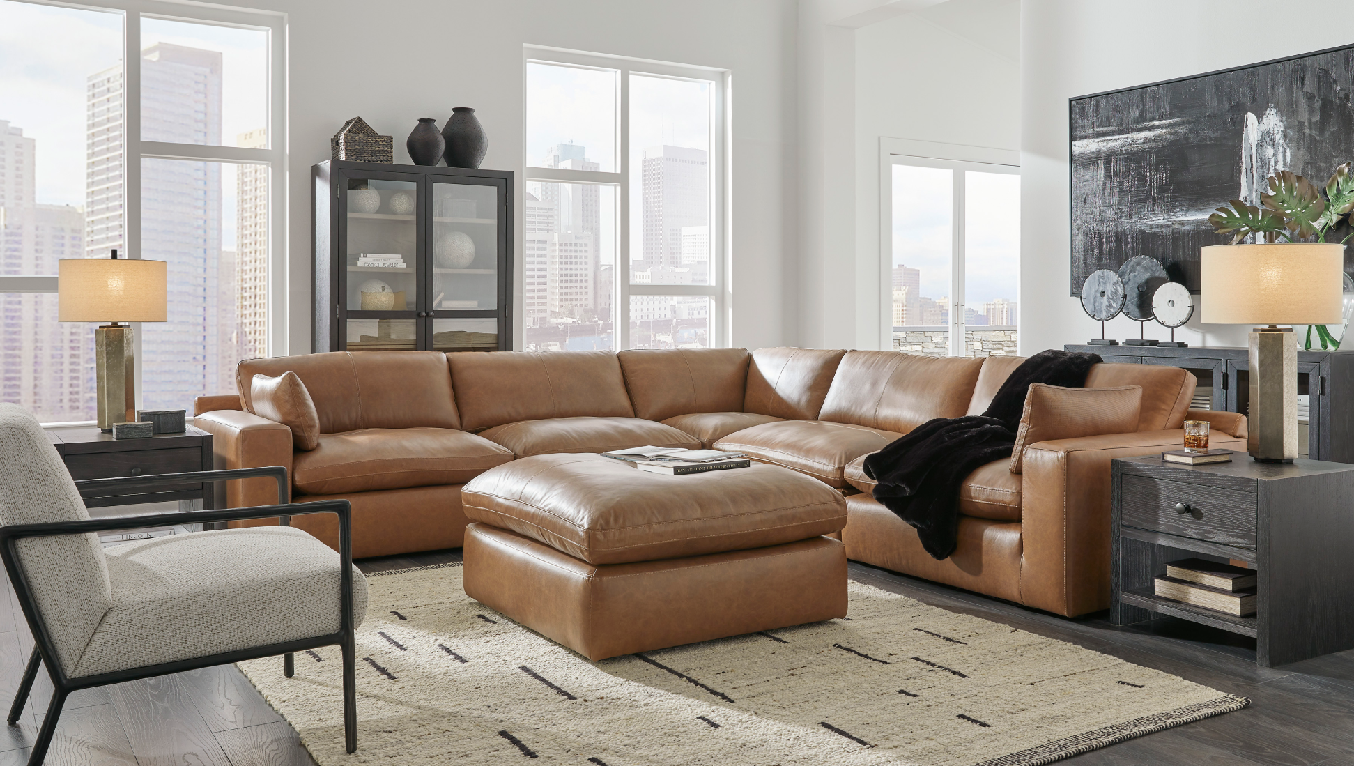 Emilia Leather Cloud Sectional