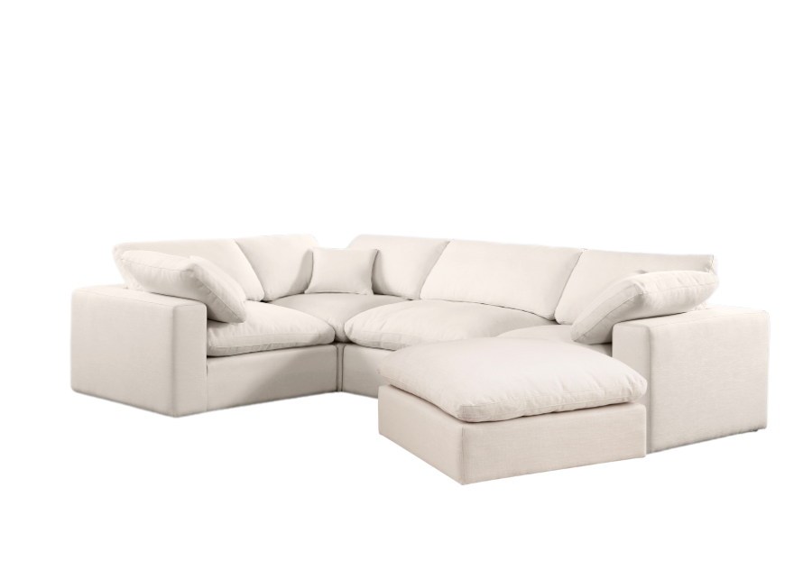 Emily Linen 130 Cloud Modular Sectional 5 Piece