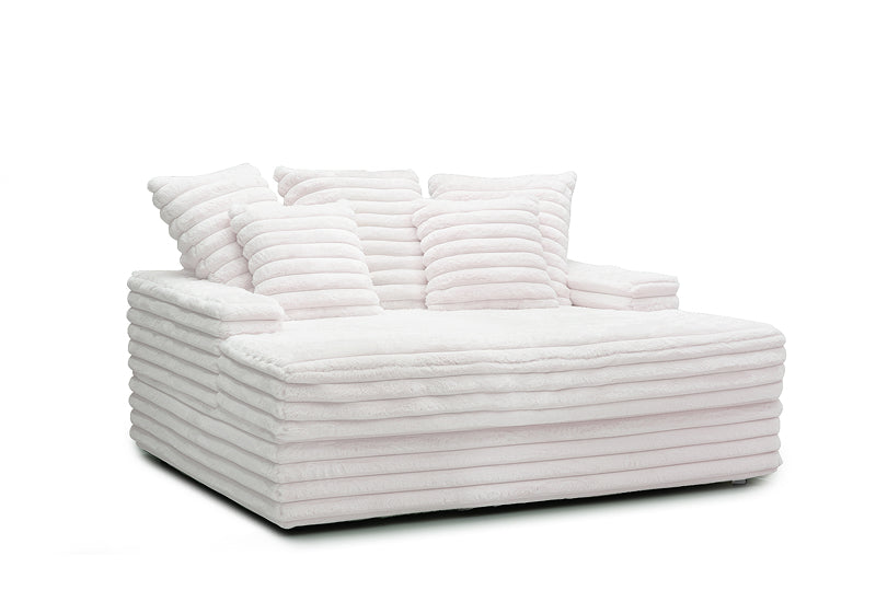 Dream Snuggle White Oversized Corduroy Chaise Sofa