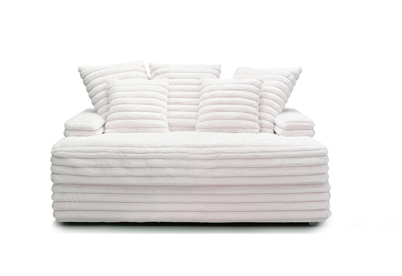 Dream Snuggle White Oversized Corduroy Chaise Sofa