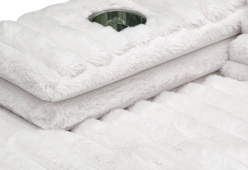 Dream Snuggle White Oversized Corduroy Chaise Sofa