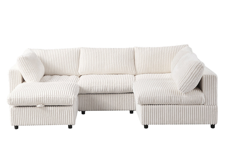 Dream White Corduroy Sectional