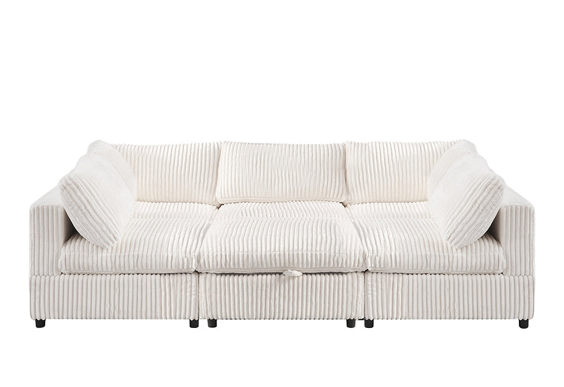 Dream White Corduroy Sectional