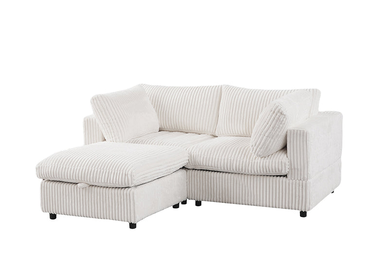 Dream White Corduroy Sectional