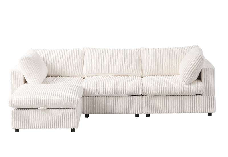 Dream White Corduroy Sectional