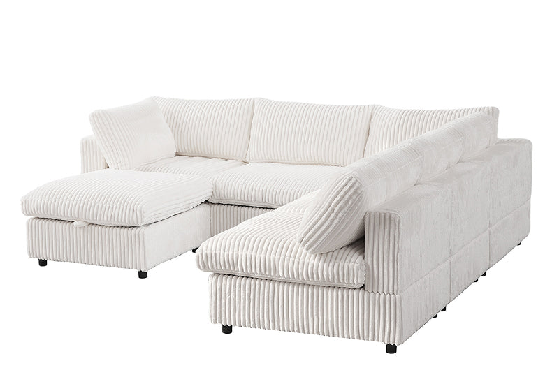 Dream White Corduroy Sectional